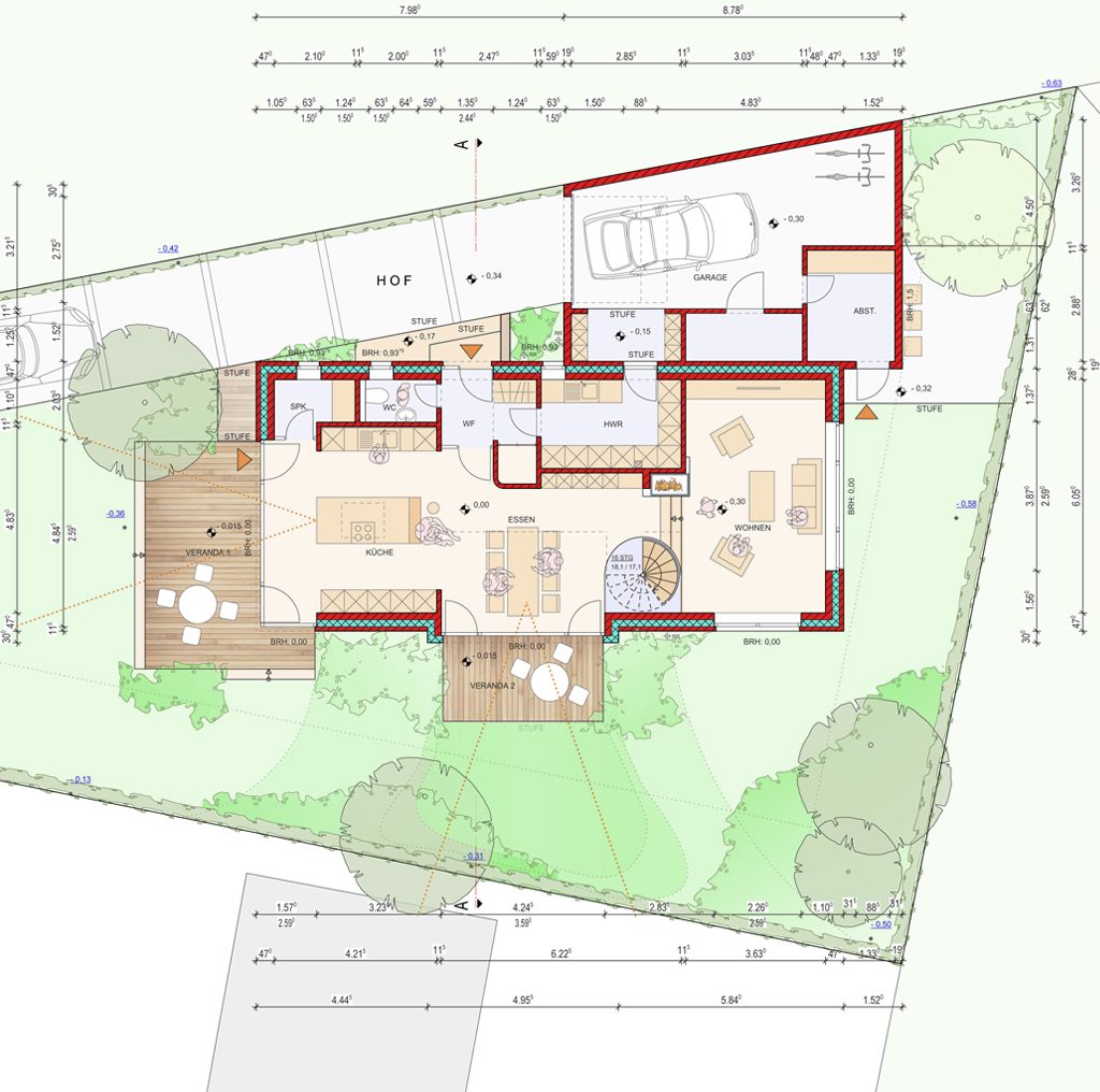 Grundriss Erdgeschoss mit Garten